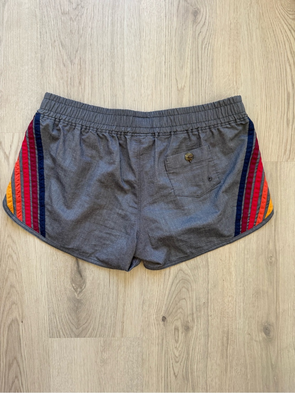 Aviator Nation Charcoal Athletic Shorts with Red & Orange Stripe Accents - Picture 6 of 12